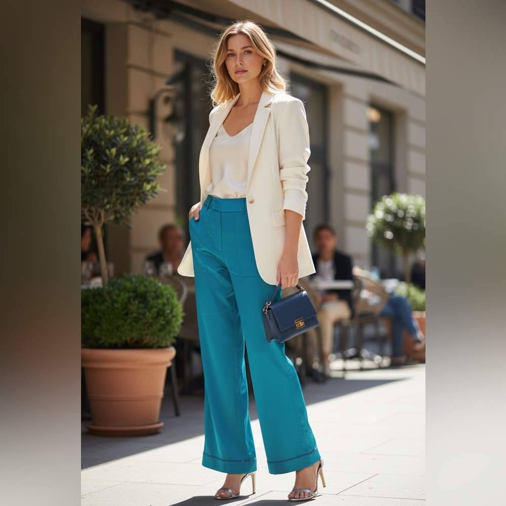 Choosy‎ Elegant Teal Women's Fully Lined Trousers
